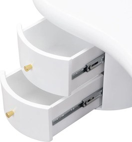 Măsuță de cafea cu formă neregulată, 2 sertare, 97x64x42 cm, Alb