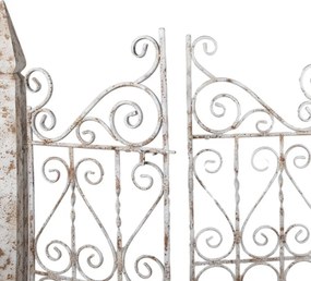 Poarta decorativa de gradina, alb, din metal, aspect vintage,