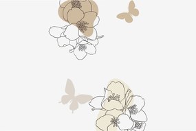 Tablou - Flori bej cu fluture N⁰2 (90x60 cm)