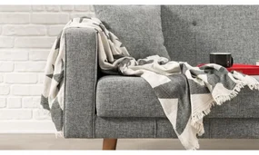 Canapea extensibila cu 3 Locuri Glasgow, Gri, 214 x 90 x 75 cm