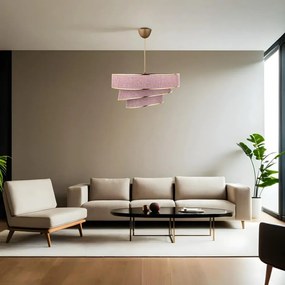 Lustră roz/aurie cu abajur textil ø 40 cm Couper – Opviq lights