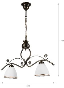 Lustră pe lanț RETRO 2xE27/60W/230V bronz/patină