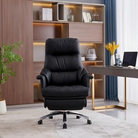 Royal Executive AeroComfort P189 – Scaun Executiv Premium din Piele Naturală, Reclinabil Electric, Încălzire, Ventilație și Masaj Airbag, Suport pentru Picioare, 150 kg, Negru