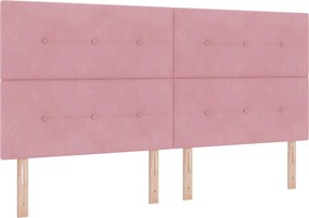 vidaXL Tăblie LED cu benzi LED Manual Roz 200 cm Catifea