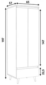 DUA502 - Dulap 65 cm pentru birou, sifonier dormitor cu 2 usi - Alb-Maro, Colectia LIAM