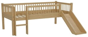 Pat pentru copii în culoare naturală înalt din lemn de fag cu tobogan cu somieră 90x200 cm Forrest – Vipack