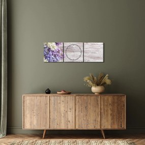 Tablou - Liliac pe lemn (cu ceas) (90x30 cm)
