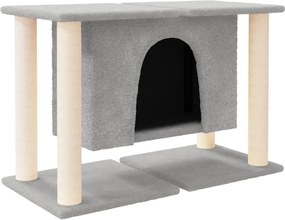 vidaXL Ansamblu de pisici, stâlpi din funie sisal, gri deschis, 50 cm