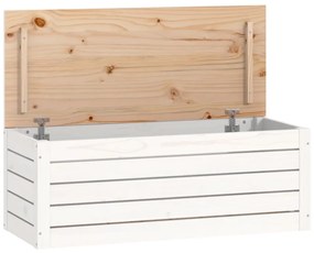 823620 vidaXL Cutie de depozitare, alb, 89x36,5x33 cm, lemn masiv de pin