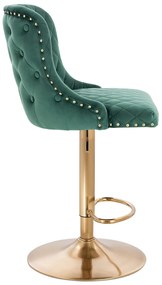 HR940W Scaun Verde din Catifea cu Bază Aurie