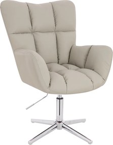 HR650CROSS Scaun Ecru Piele Ecologica Premium Soft cu Bază Cromata