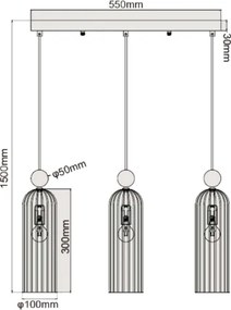 Candelabru suspendat pe cablu PIEGA 3xE14/40W/230V, alamă/alb