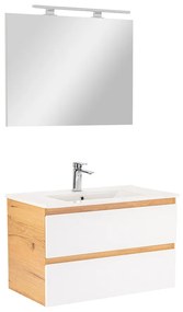 Mobilier complet de baie Vario Forte 80 stejar-alb