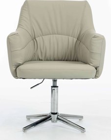 HR840CROSS Scaun Culoarea Inului Piele Ecologica Premium Soft cu Bază Cromata