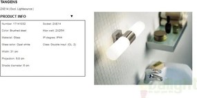 Aplica de perete baie dubla,finisaj BS, IP44,Tangens 17141032NL