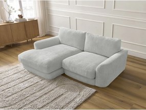 Colțar gri deschis cu tapițerie din chenille (cu colț pe partea stângă/cu șezlong) Leonore – Bobochic Paris