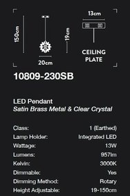 Lustra/Pendul LED cristal design lux elegant BELLE D-20cm