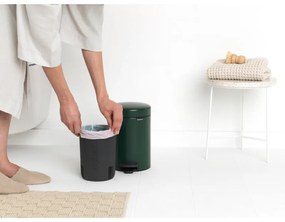 Cos de gunoi cu pedala Brabantia NewIcon 1003196, 3 L, Inchidere lina, Baza antiderapanta, Verde inchis