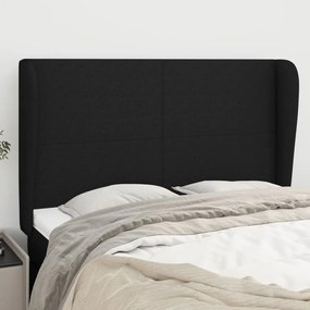 3117676 vidaXL Tăblie de pat cu aripioare, negru, 147x23x118/128 cm, textil