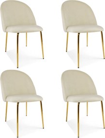 Scaun bucatarie INCA VELVET din catifea cu picioare aurii, crem