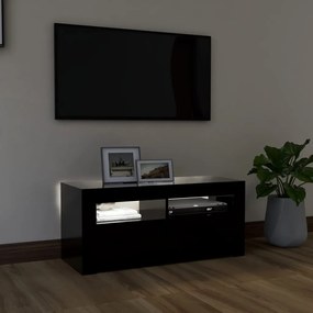 Comoda TV cu lumini LED, negru, 90x35x40 cm 1, Negru
