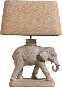 Lampa de masa din polirasină, cu abajur din iută naturală , "Elephant Royal"