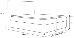 Expedo Pat tapitat boxspring VIOLIN + topper, 120x200, Gloss velvet 1201