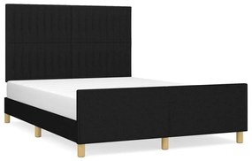 3125221 vidaXL Cadru de pat cu tăblie, negru, 140x200 cm, textil