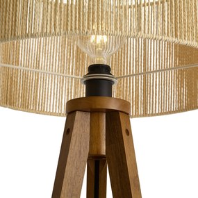Lampă de podea vintage din lemn cu abajur din sfoară de hârtie bej 50/50/25 - Tripod Classic