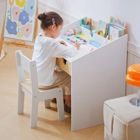 HOMCOM Set Birou și Scaun pentru Copii 6-10 Ani cu Raft și Sertar | Aosom Romania