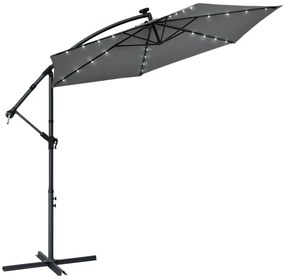 Juskys Umbrelă de soare LED Brazilia 3,5 m - gri închis