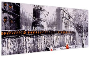 Tablou - Pictură în ulei a orașului II. (120x50 cm)