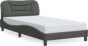 vidaXL Cadru de pat fără saltea, Hvar, gri închis, 100x200 cm, textil