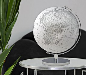 Decoratiune glob argintiu/alb din metal, ∅ 25 cm, Globe Mauro Ferretti
