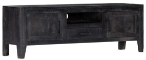 vidaXL Comodă TV, negru, 118 x 30 x 40 cm, lemn masiv de mango