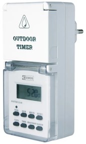 Priza programabila digitala pentru exterior, protectie IP44, 16A, alba, Emos