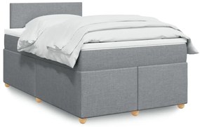 vidaXL Pat box spring cu saltea, gri deschis, 120x190 cm, textil