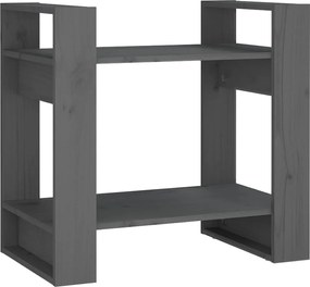 vidaXL Bibliotecă/Separator cameră, gri, 60x35x57 cm, lemn masiv pin