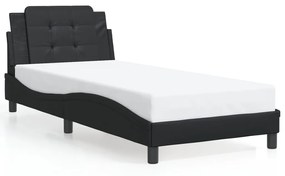 3208163 vidaXL Cadru de pat cu tăblie, negru, 100x200 cm, piele ecologică