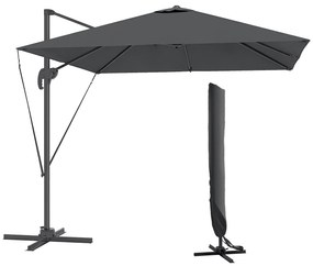 Outsunny Umbrelă de Grădină cu Manivelă Înclinabilă, Braț Lateral și Bază Rotativă, 244x244x255 cm, Gri Închis | Aosom Romania