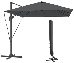 Outsunny Umbrelă de Grădină cu Manivelă Înclinabilă, Braț Lateral și Bază Rotativă, 244x244x255 cm, Gri Închis | Aosom Romania