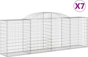 vidaXL Coșuri gabion arcuite 7 buc, 300x50x100/120 cm, fier galvanizat