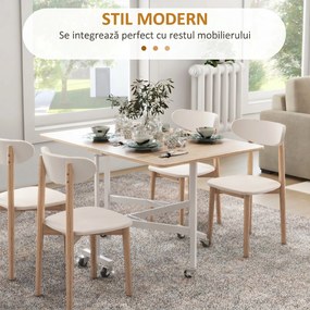 Masă pliabila cu 2 foi cu roți, masă de economisire a spațiului pentru living și bucătărie din MDF și oțel, 120x80x73cm, maro HOMCOM | Aosom Romania