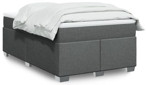 vidaXL Pat box spring cu saltea, gri închis, 120x190 cm, textil