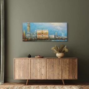 Tablou - Gondola care trece prin Veneția, pictură în ulei (120x50 cm)
