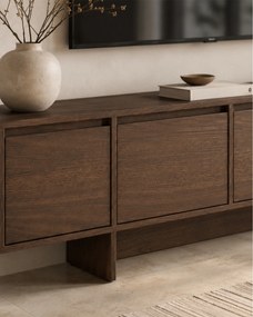 Dulap TV cu patru uși Zolia 180 cm na cokole - nuc elegant