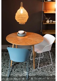 Masă de dining rotundă cu blat cu aspect de lemn de stejar ø 100 cm Fabio – White Label