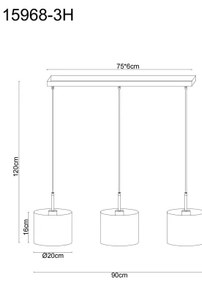 Globo 15968-3H - Candelabru DELEON suspendat pe cablu, 3xE27/40W/230V