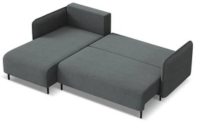 Colțar gri închis extensibil/cu spațiu de depozitare (cu colț pe partea stângă) Luana – Makamii