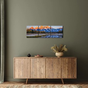 Tablou cu vârfuri de munți înzăpezăți (cu ceas) (90x30 cm)